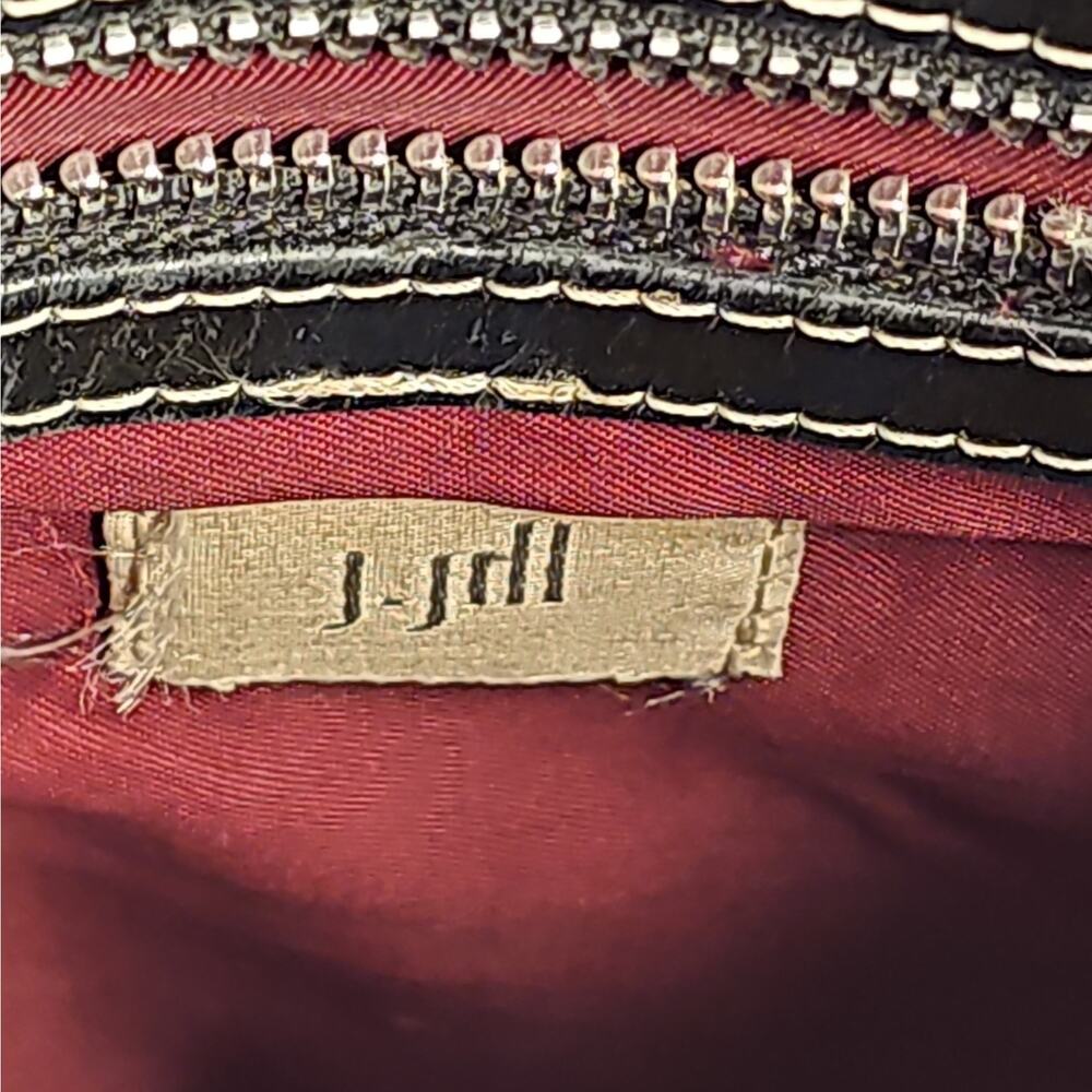 Vintage J Jill Black Genuine Leather Hobo Shoulder Bag Y2K Burgundy Lining - Picture 4 of 13